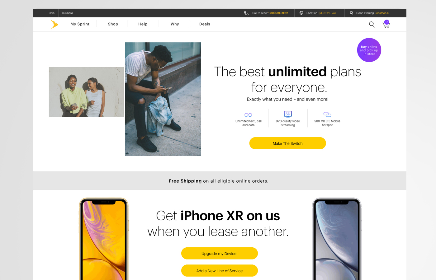 Sprint.com modern state (after)